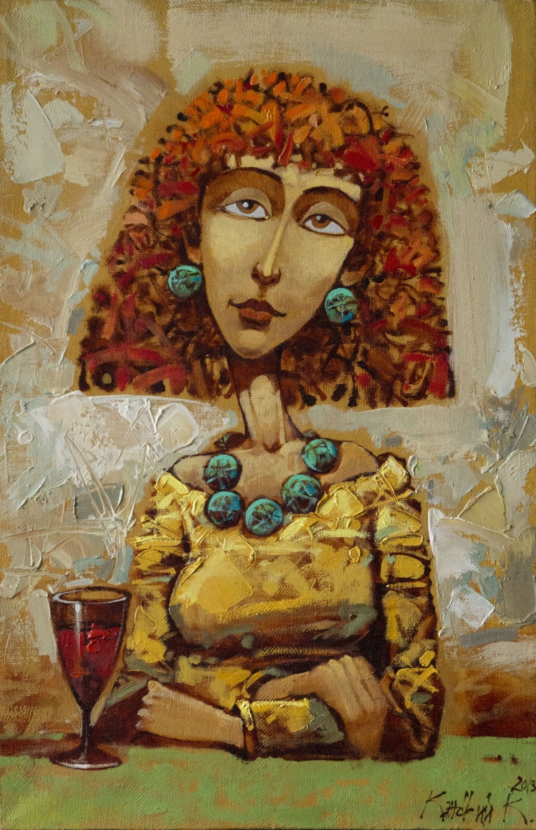 portrait of a girl, a girl with a glass, modern painting, gift, work of art