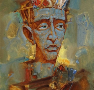 the portrait of the guy is made in three quarters in an impressionistic manner